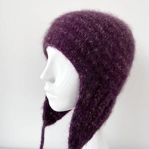 Hand-Knit Mohair Aviator Bonnet: Wool Ear Flap Beanie