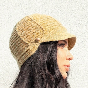 Newsboy Cap Women Wool Ball Caps Knitted Winter Hat With Brim