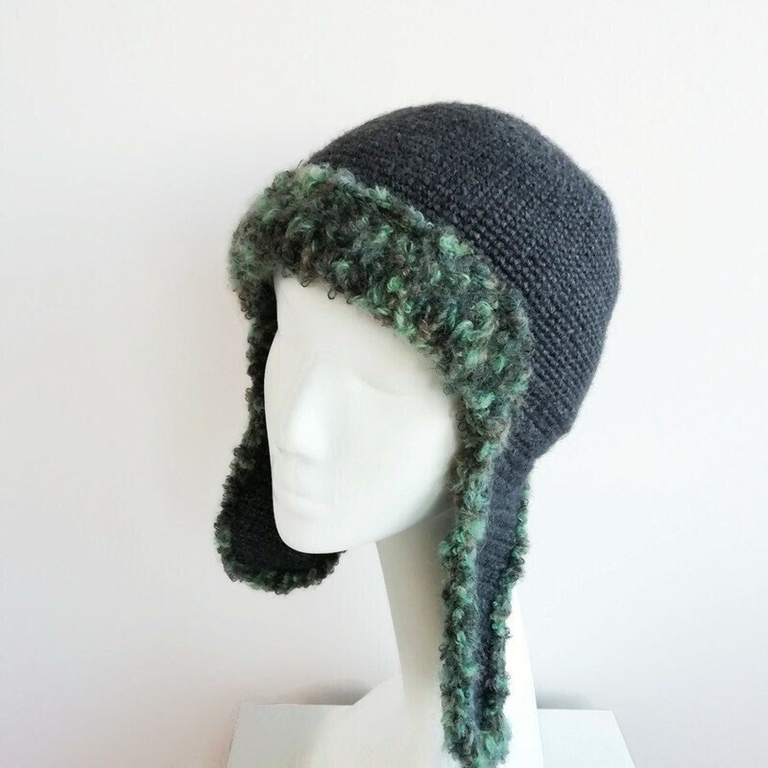 Hat Ear Flaps Brim Earflap Brimmed Hat Winter Beanie With Decored