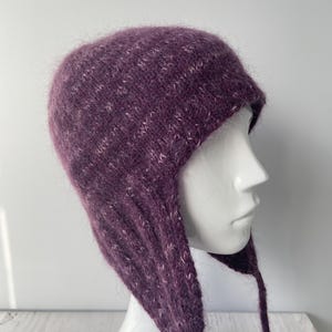 Cozy Black Ear Flap Beanie | Hand Knitted Wool & Mohair Aviator