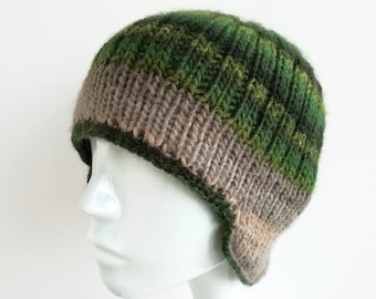 Wool Knit Beanie with Ear Flaps: Soft Double Brim Winter Hat