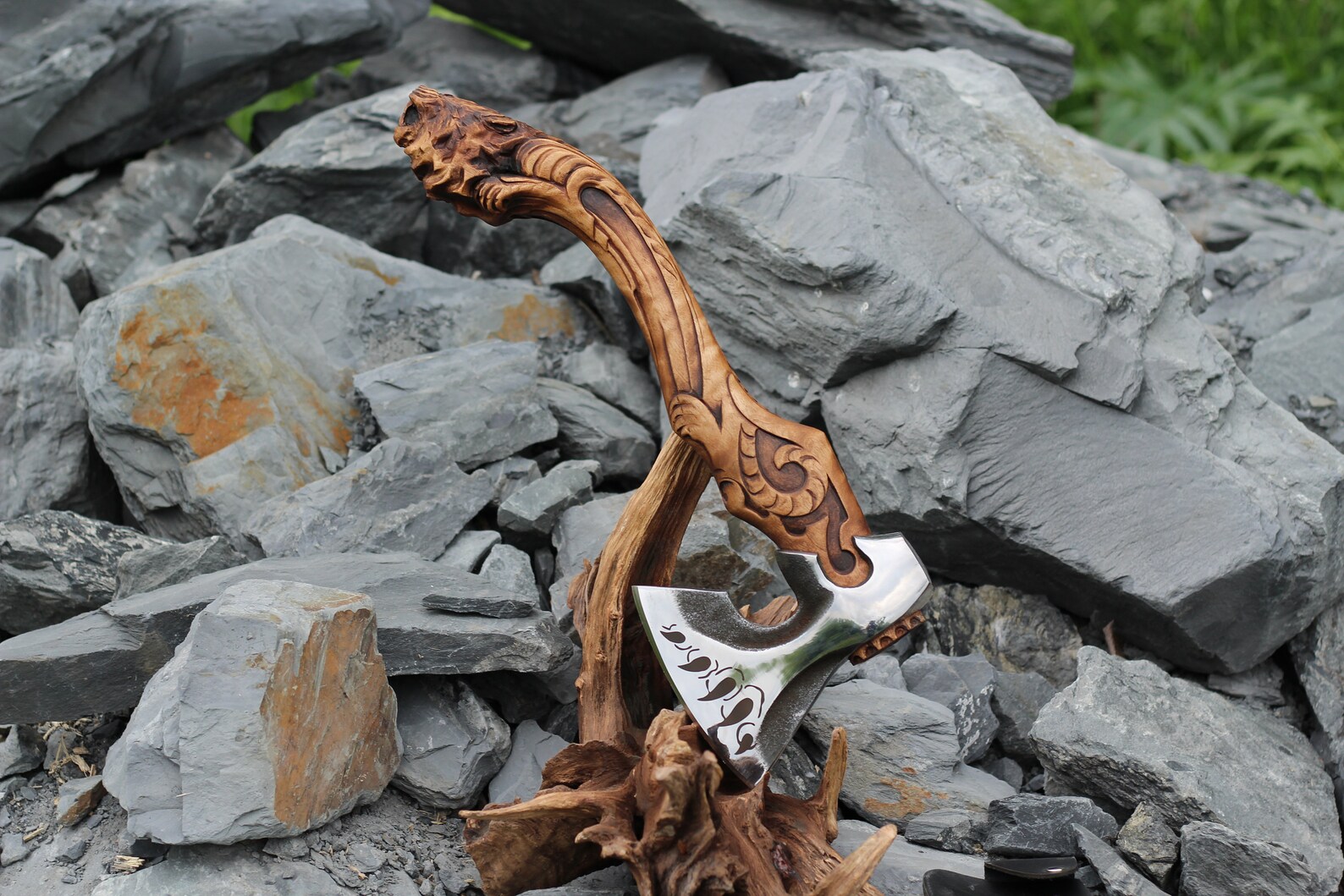 Tiger Handle Carbon Steel Axe Battle Axe Tiger Handle Axe Etsy