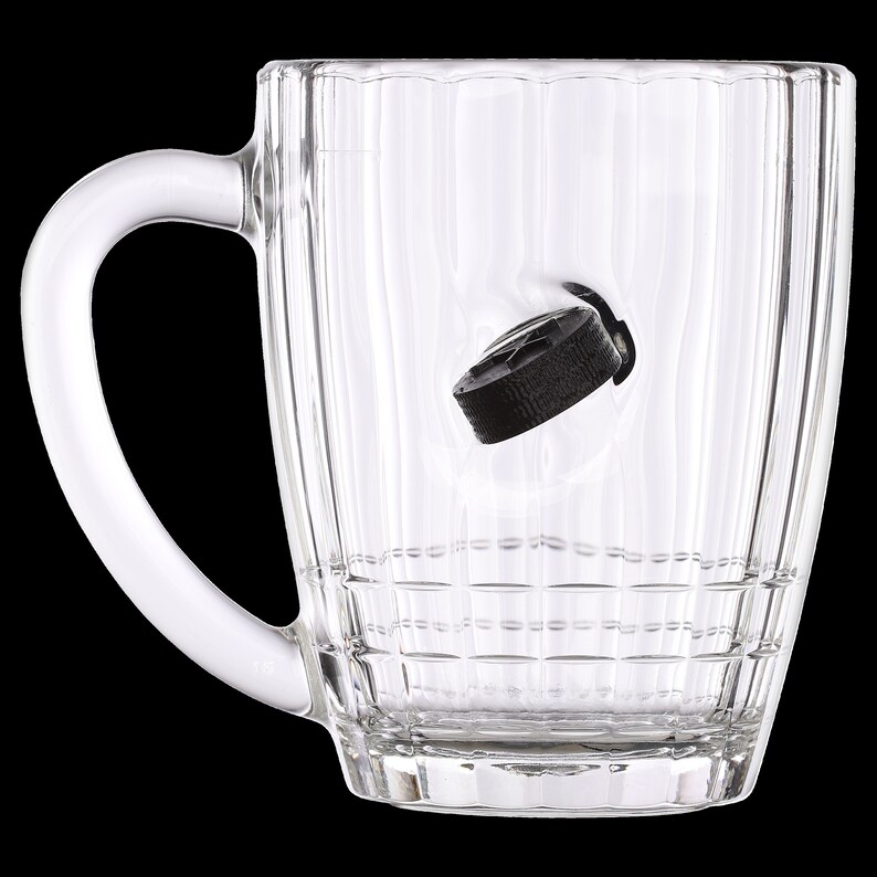 Glass Beer Mug Hockey Puck Glass Hockey Gift Unique Beer Etsy