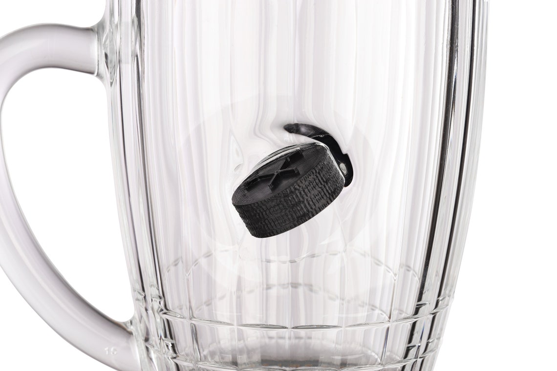 Glass Beer Mug Hockey Puck Glass Hockey Gift Unique Beer Etsy