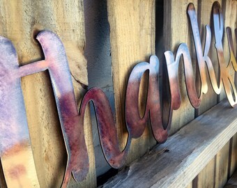 thankful Metal Wall Sign 36 inch long