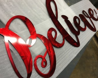 Believe Metal Wall Sign 48 inch long