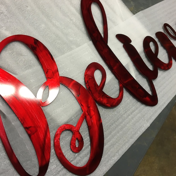 Believe Metal Wall Sign 36 inch long