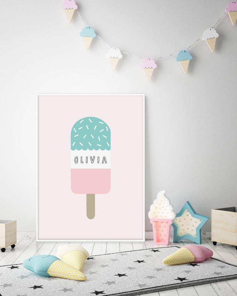 Leopard Initial Mint /& White Name - Personalised Nursery Print Baby Room