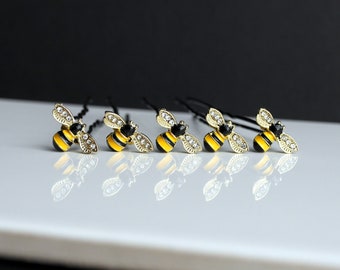 Mini Bumble Bee Hair Grips, Bee Ballet Hair Pins, Rhinestone Honey Bee Hair Jewellery, Diamante Bee Hair Pins, Bumble Bee Hair Accessory