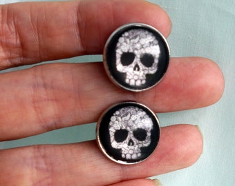 Groom Skull Cuff Links, Day of the dead cuff links, Gothic Cuff Links, Skull Cuff Links, Men's Cufflinks, Gothic wedding accessory,