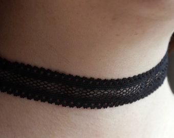 Black Mesh Choker, Black Tattoo Choker, Black Mesh Necklace, Black Gothic Choker, Trendy Black Choker, Gothic Mesh Neck Accessory