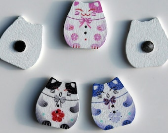 Cat Shaped Fridge Magnets, Lucky Cat Decorations, Cute Cat Magnetic Decorations, Feline Cat Decorative Magnets, Set of 5 Fun Cat Magnets