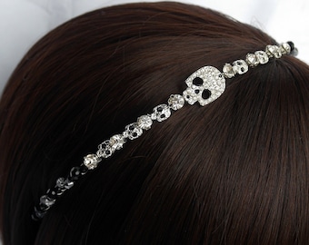 Gothic Bridal Skull Tiara: Diamante Rhinestone Hair Accessory