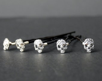 Mini Silver Skull Hair Grips, Skull Ballet Hair Pins, Skull Hair Jewellery, Skull Hair Pins, Gothic Hair Accessory, Skull Hair Decoration