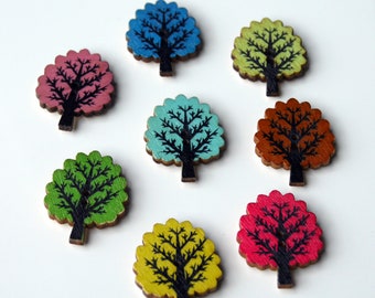 Tree Fridge Magnets, Tree Home Decorations, Tree Magnetic Decor, Tree Decorative Magnets, Set of 5 Fun Magnets, Colourful Tree Magnets