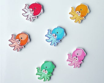 Aquatic Squid Octopus Shaped Magnets, Fish Home Decoration, Aquatic Magnetic Decorations, Octopus Decorative Magnets, Set of 5 Fun Magnets