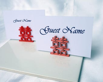 Double Happiness Symbol Wedding Name Stand, Wedding Name Display, Asian Chinese Symbol Name Holder, Seating Name Holder, Chinese Wedding