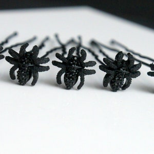 Mini Silver Spider Hair Grips, Spider Ballet Hair Pins, Spider Hair Jewellery, Diamante Spider Hair Pins, Black Gothic Spider Hair Accessory bild 2
