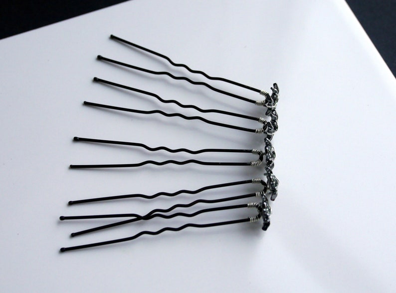 Mini Silver Spider Hair Grips, Spider Ballet Hair Pins, Spider Hair Jewellery, Diamante Spider Hair Pins, Black Gothic Spider Hair Accessory bild 9