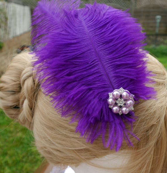 Purple Hair Accessory Purple Feather Fascinator Burlesque Etsy