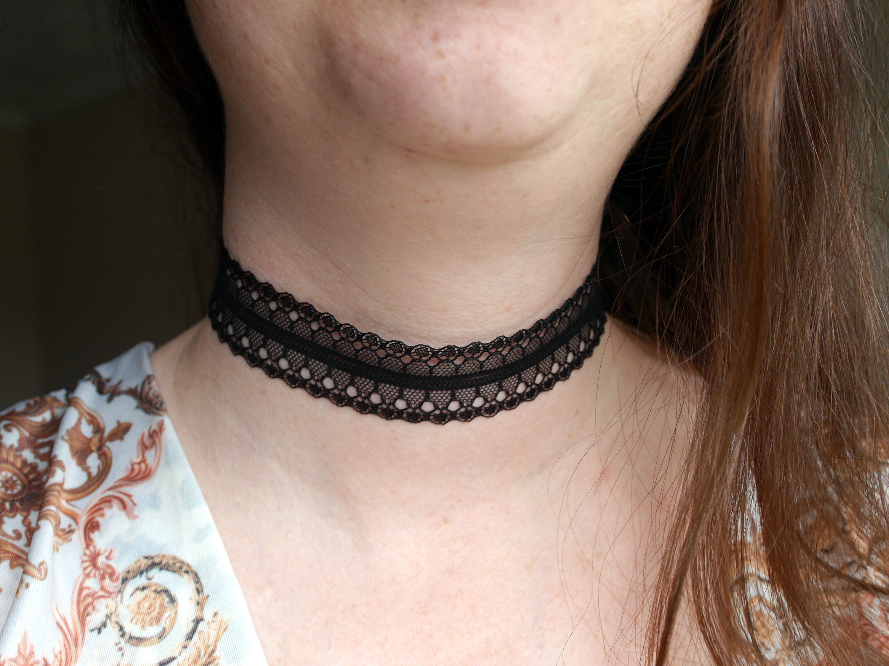 Black Lace Choker Necklace, Boho Black Choker, Bohemian Choker, Floral Black Lace Choker, Simple Delicate Lace Choker