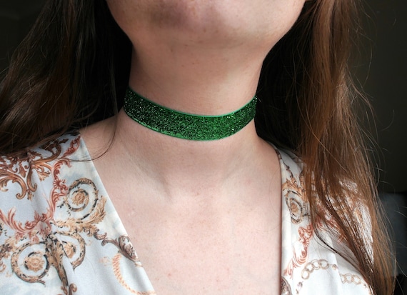 Thick Glitter Choker Purple Necklace Green - Etsy