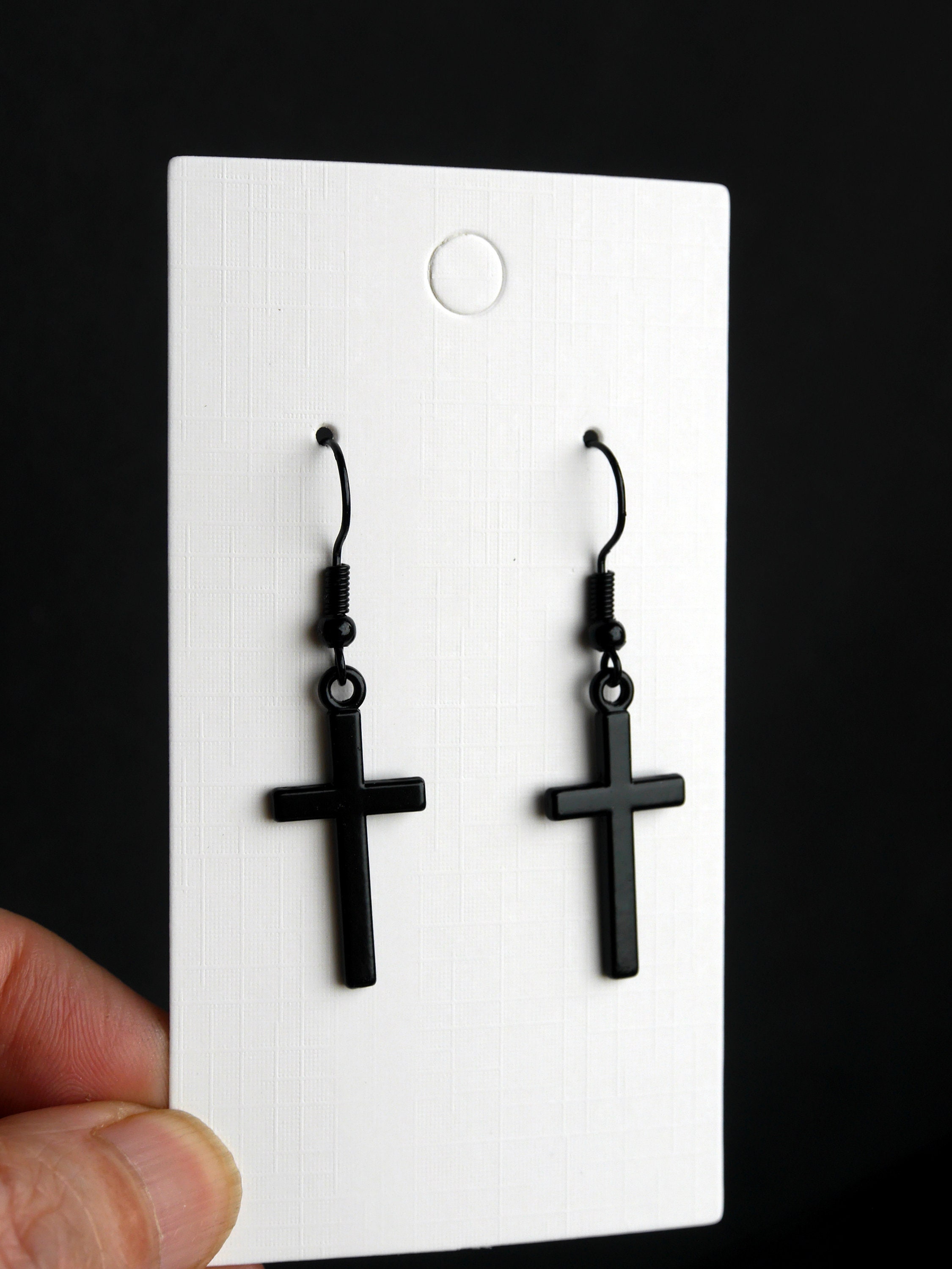 Boucles D'oreilles Croix En Acier Inoxydable Pour Hommes - Zircon Cubique, Style Punk Rétro, Cadeau Fanatique