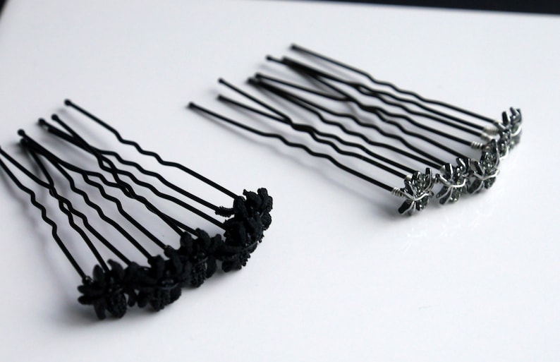 Mini Silver Spider Hair Grips, Spider Ballet Hair Pins, Spider Hair Jewellery, Diamante Spider Hair Pins, Black Gothic Spider Hair Accessory bild 8