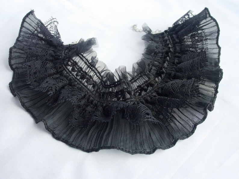 Black Ruffle Lace Choker, Black Frilly choker, Black Frilly Doll Princess choker, Black LGBT Choker, Transgender Choker, Carnival Collar image 7