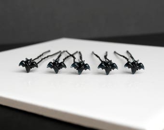 Mini Black Bat Hair Grips, Resin Bat Ballet Hair Pins, Bat Halloween Hair Jewellery, Black Bat Dance Hair Pins, Black Bat Hair Accessory