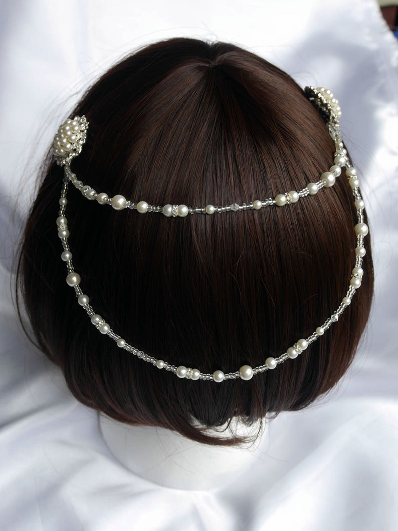 Wedding Hair Chain Brides Hair Piece Diamante Pearl Bridal Etsy UK