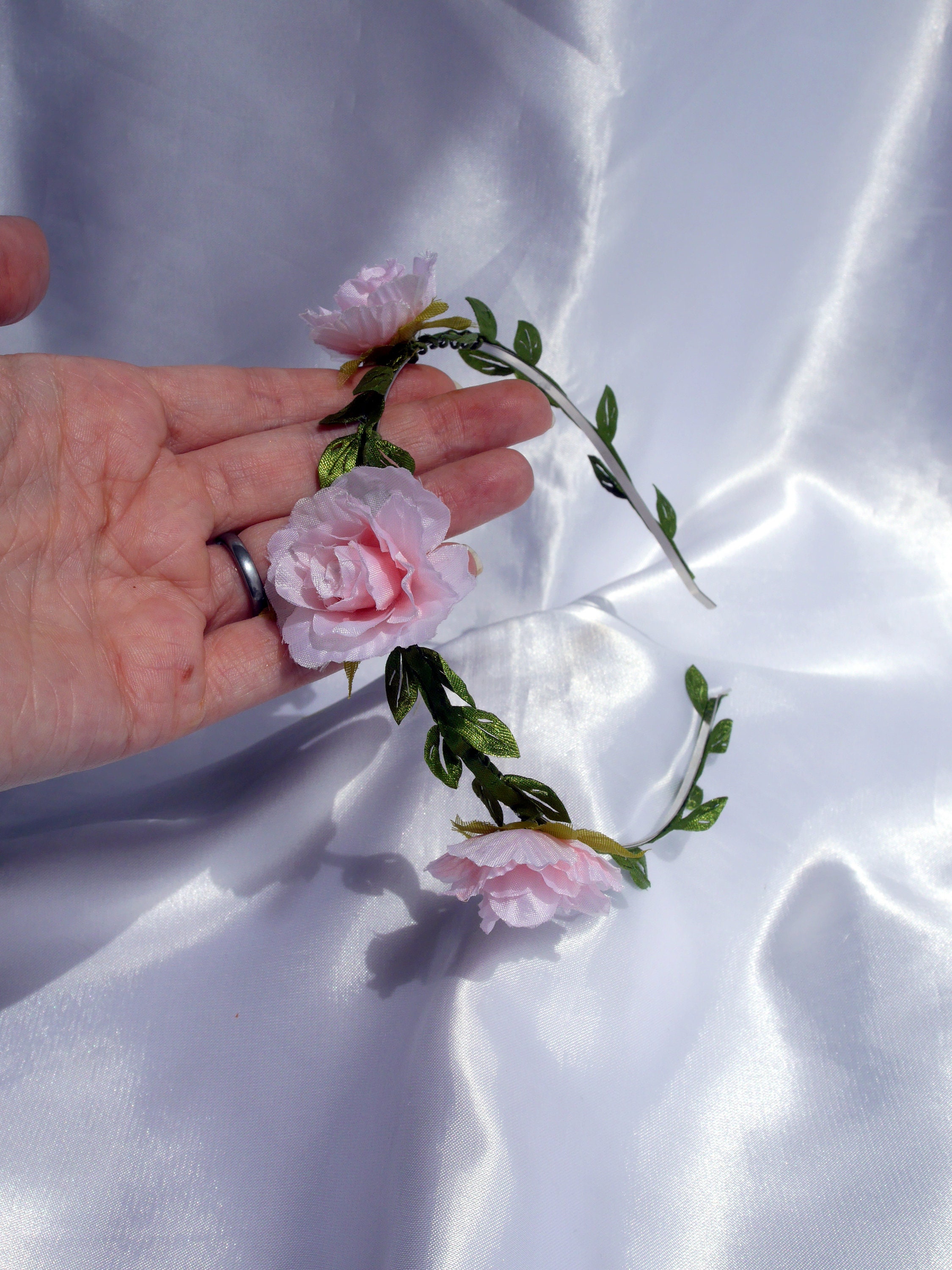 pink flower tiara