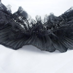 Black Ruffle Lace Choker, Black Frilly choker, Black Frilly Doll Princess choker, Black LGBT Choker, Transgender Choker, Carnival Collar image 6