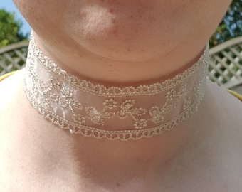 White Bridal Choker, Brides White Lace Chokers, Black White Lace Chokers, Black White Bohemian Chokers, Gothic Bride Prom Black Chokers