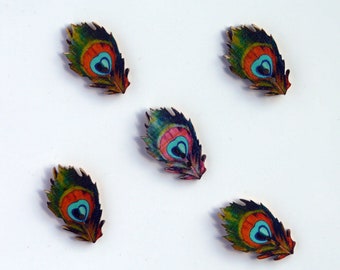 Peacock Feather Fridge Magnets, Peacock Home Decorations, Feather Magnetic Decor, Peacock Decorative Magnets, Set of 5 Fun Peacock Magnets