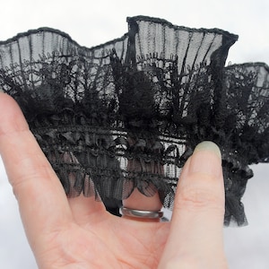Black Ruffle Lace Choker, Black Frilly choker, Black Frilly Doll Princess choker, Black LGBT Choker, Transgender Choker, Carnival Collar image 2