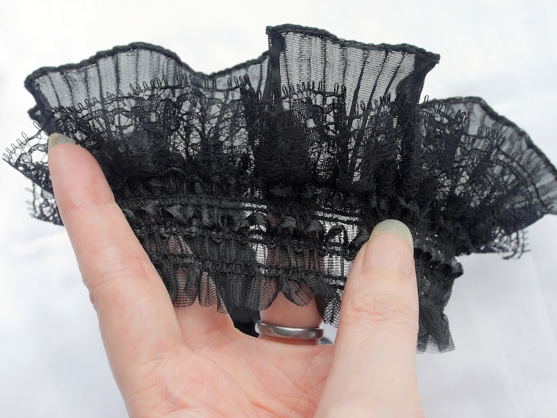 Black Ruffle Lace Choker, Black Frilly choker, Black Frilly Doll Princess choker, Black LGBT Choker, Transgender Choker, Carnival Collar image 2