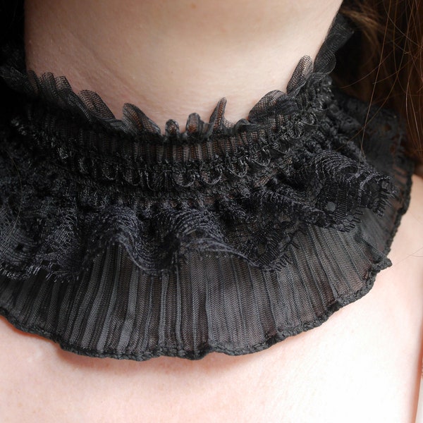 Black Ruffle Lace Choker, Black Frilly choker, Black Frilly Doll Princess choker, Black LGBT Choker, Transgender Choker, Carnival Collar