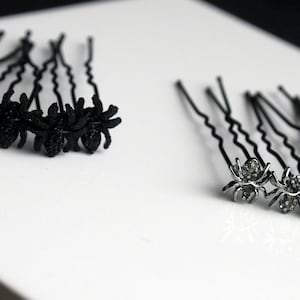 Mini Silver Spider Hair Grips, Spider Ballet Hair Pins, Spider Hair Jewellery, Diamante Spider Hair Pins, Black Gothic Spider Hair Accessory bild 3