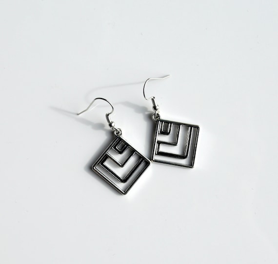 Geometric square earrings deals