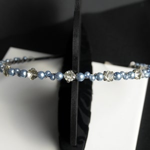 Light Blue Rhinestone Tiara: Bridesmaid Pearl Hair Accessory
