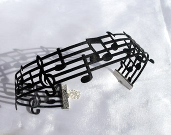 Black Music Note Choker, Music Symbol Choker, Black Music Themed Necklace, Black Musical Note Choker, Sheet Music Treble Clef Choker,