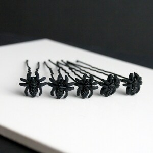 Mini Silver Spider Hair Grips, Spider Ballet Hair Pins, Spider Hair Jewellery, Diamante Spider Hair Pins, Black Gothic Spider Hair Accessory bild 10