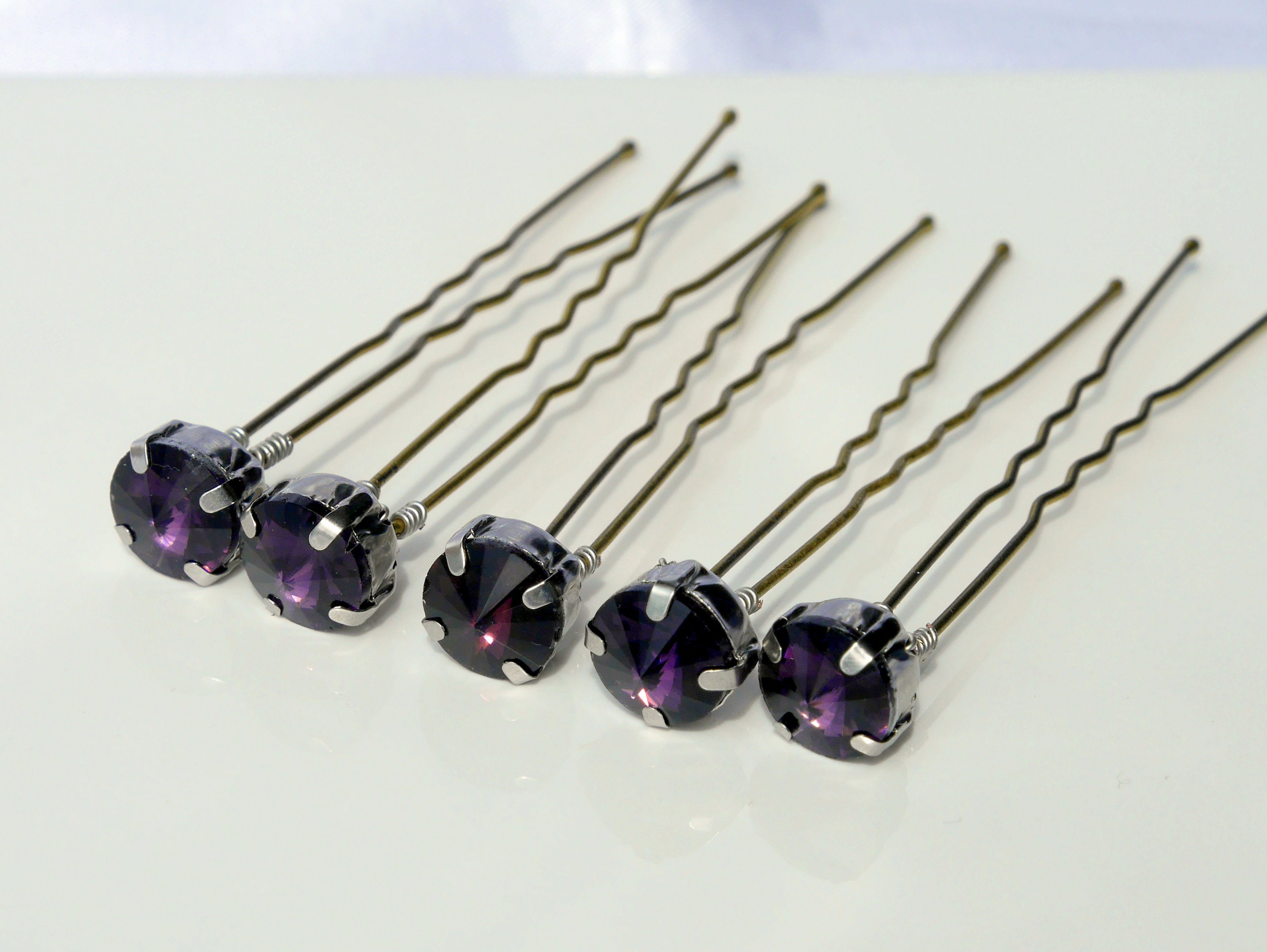 Amethyst Purple Hair Pin Set, Purple Ballet Hair Pin Set 