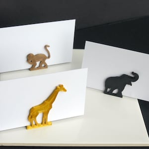 Zoo Themed Name Card Stand, Monkey Elephant Giraffe Name Place Holders, Elephant Seating Name Holder, Giraffe Escort Card Holders