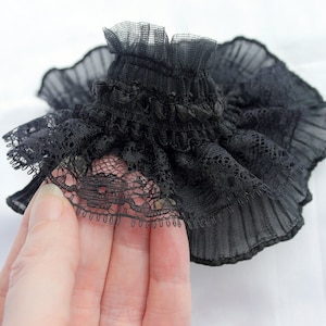 Black Ruffle Lace Choker, Black Frilly choker, Black Frilly Doll Princess choker, Black LGBT Choker, Transgender Choker, Carnival Collar image 9