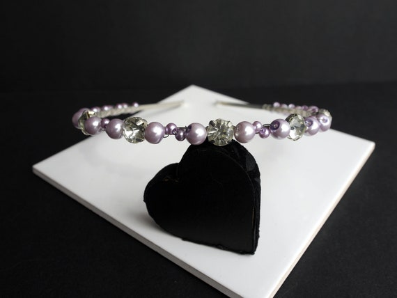 Elegant Black and Purple Gemstone Headband Dark Purple Headband Crystal Rhinestone Gemstone  main image 2