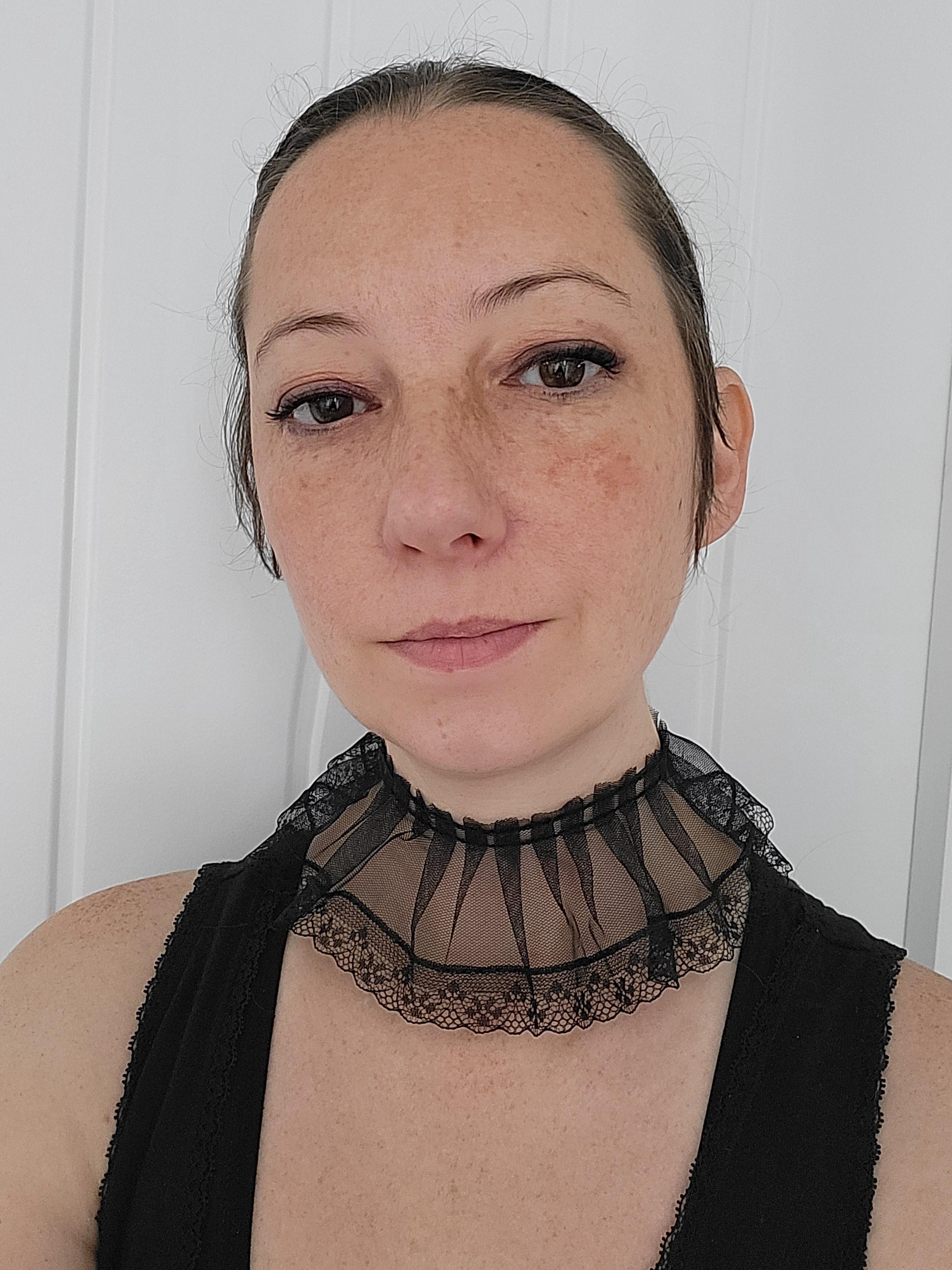 Black Lace Choker Necklace: Silver Plated Ends, Adjustable Length