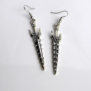 Fantasy Blade Sword Earrings, Antique Sword Earrings, Gothic Gold Silver Weapon Earrings, Girl Gamer Gift, RPG Gaming Theme Accessories image 5