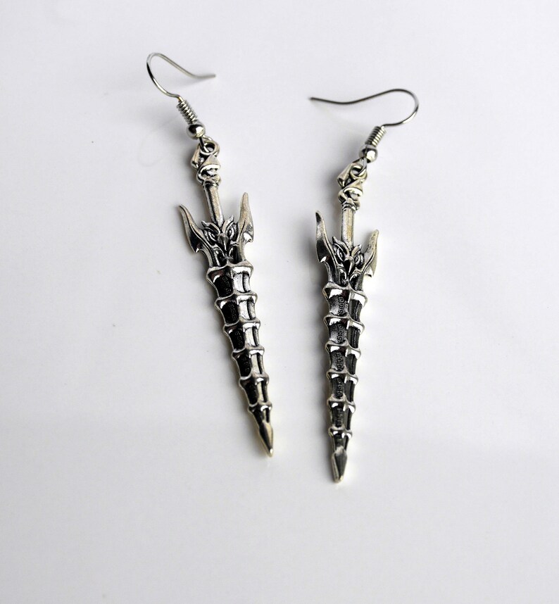 Fantasy Blade Sword Earrings, Antique Sword Earrings, Gothic Gold Silver Weapon Earrings, Girl Gamer Gift, RPG Gaming Theme Accessories image 5